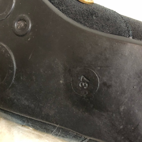 MBMJ Suede Black Laceup Logo Button Flats 37 - Picture 6 of 8